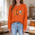 thumbnail image 1 of ZunFeo Women's Thanksgiving Casual Sweatshirt Cute Pumpkin Graphic Crewneck Long Sleeve Tops for Fall Winter, Orange, 1 of 9