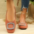 thumbnail image 1 of ZunFeo Womens Ballet Flats Square Toe Rhinestone Buckle Suede Comfort Work Casual Shoes Rust Orange 5.5-9.5,Size 7, 1 of 8