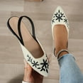 thumbnail image 1 of ZunFeo Womens Black Mule Flats Pointed Toe Slip On Embroidered Floral Slingback Design Comfy Casual Dressy Shoes US Sizes 5.5-9.5,Size 9, 1 of 9