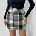 thumbnail image 1 of ZunFeo Womens Black Plaid Mini Skirt, Wool Blend High Waisted Bodycon Skirt for Women, Fall Winter Skirt,Size XL, 1 of 8