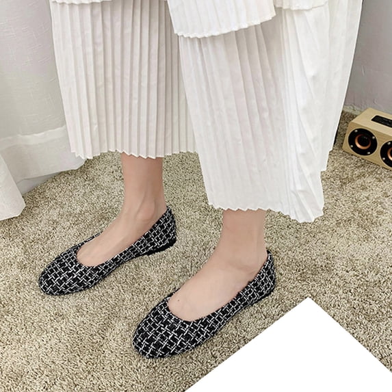 ZunFeo Womens Breathable Mesh Slip On Flats, Square Toe Plaid Casual Shoes with Soft Insole, Sizes 5.5-9.5,Size 9.5