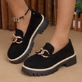 thumbnail image 1 of ZunFeo Womens Chunky Platform Loafer Slip On Shoes with Gold Chain - Black Suede-Like Comfort Casual Shoes - Non-Slip Rubber Sole Sizes 5.5-9.5,Size 7.5, 1 of 7
