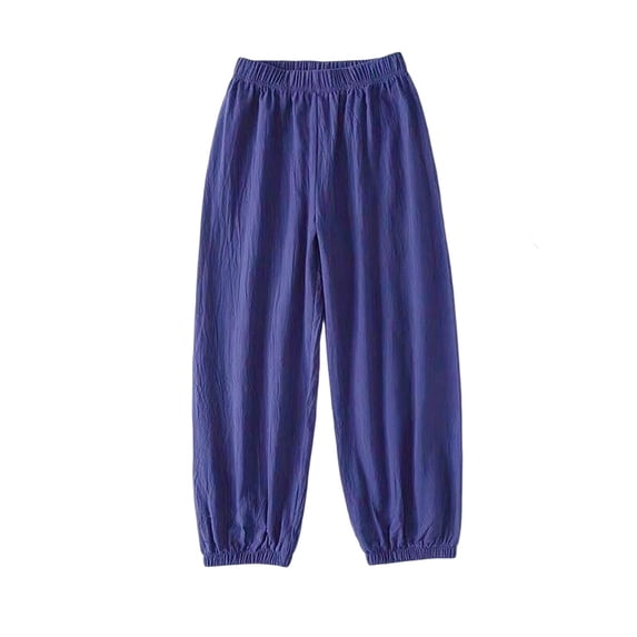 ZunFeo Womens Cotton Spandex Loose Fit Jogger Pants Elastic Waistband Casual Lounge Breathable Everyday Bottoms Dark Blue,Size S