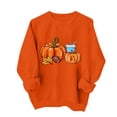 thumbnail image 1 of ZunFeo Womens Fall Oversized Crewneck Sweatshirt with Football & Pumpkin Leaf Graphic, Orange,Size XL, 1 of 7
