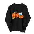 thumbnail image 1 of ZunFeo Womens Fall Oversized Graphic Crewneck Sweatshirt - Pumpkin Football Leaf, Black,Size M, 1 of 7