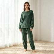 ZunFeo Womens Fleece Pajamas Warm Plush Fleece Fall Winter Sleepwear Thermal Pjs Sets Soft Home 2 Piece Loungewear