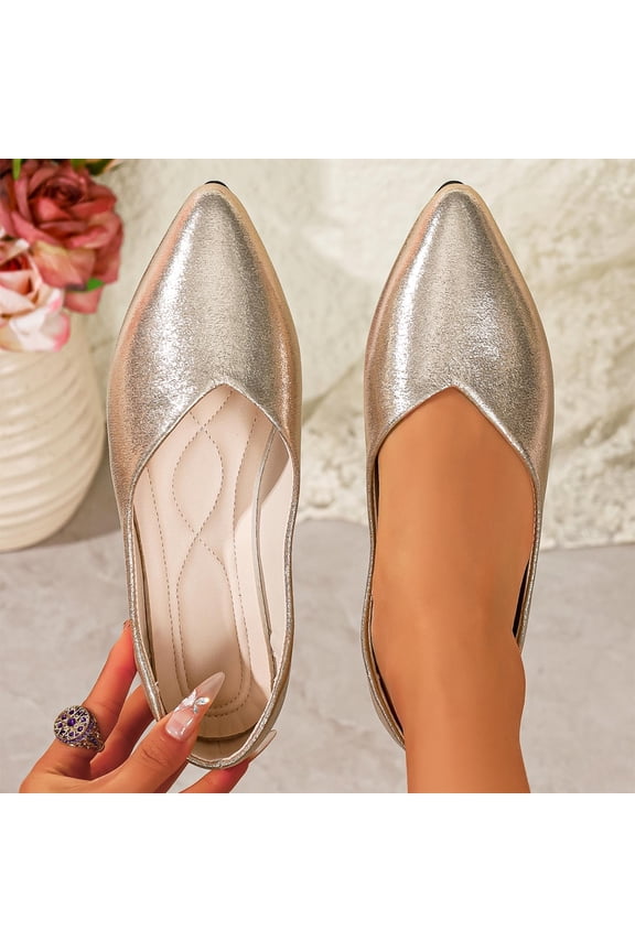 Womens Gold Ballet Flats Pointed Toe Slip On Shoes Comfort Casual for Women Work Office, Champagne Gold US 5.5-9.5,Size 8.5