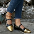 thumbnail image 1 of ZunFeo Womens Gold Toe Mary Jane Flats Square Toe Color Block Casual Flats with Adjustable Buckle Strap US Size 5.5-9,Size 5.5, 1 of 9