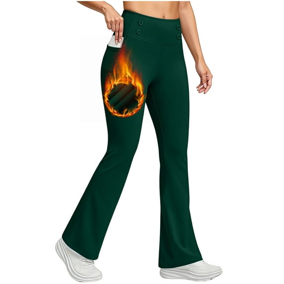 ZunFeo Womens High Waisted Flare Leggings with Pockets, Soft Bootcut Yoga Pants for Casual Wear, Comfortable Lounge Pants Olive Green,Size XL
