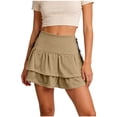 thumbnail image 1 of ZunFeo Womens High Waisted Khaki Skort, Tiered Ruffle Athletic Tennis Skirt with Built-in Shorts for Yoga Workout,Size L, 1 of 5