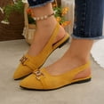 thumbnail image 1 of ZunFeo Womens Mustard Yellow Pointed Toe Flats - Low Heel Slingback Buckle Shoes, Comfortable Casual & Dress Flats for Women Size 7.5, 1 of 9