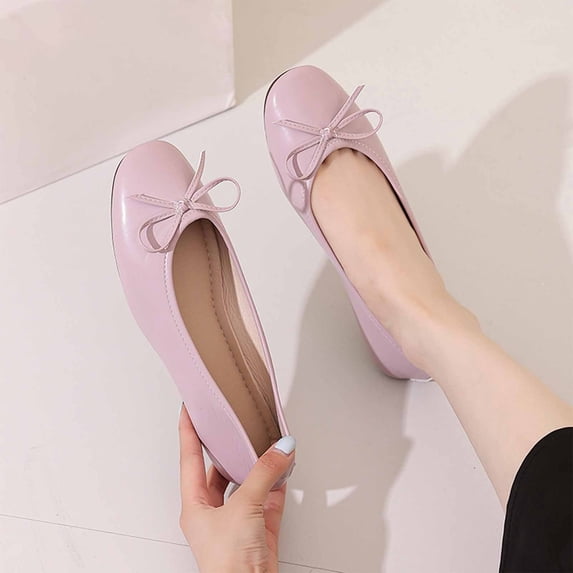ZunFeo Womens Purple Ballet Flats Slip On Comfortable Padded Insoles Round Toe Casual Everyday Shoes with Bow, US Sizes 5.5-9.5,Size 5.5
