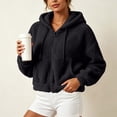 thumbnail image 1 of ZunFeo Womens Sherpa Fleece Jacket - Oversized Cropped Zip-Up Hooded Fuzzy Coat, Black,Size XL, 1 of 7