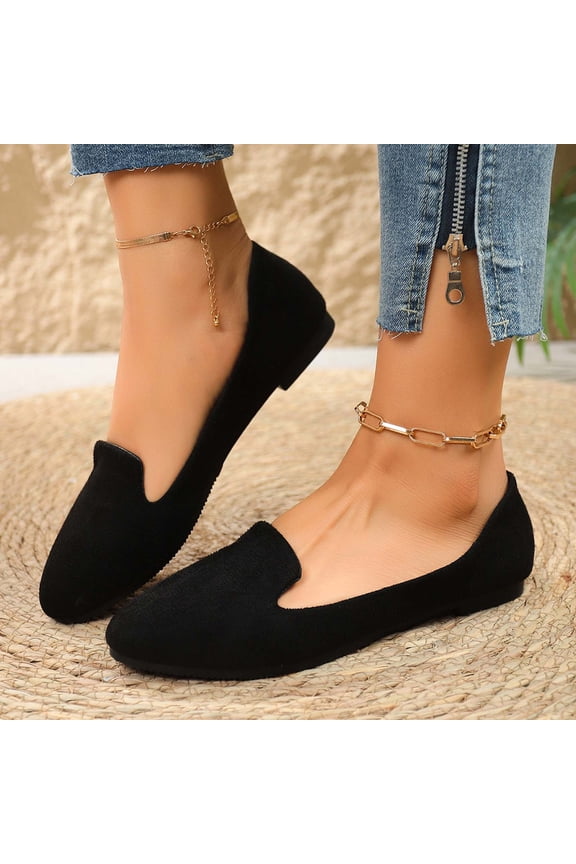 Womens Slip On Loafers - Black Velvet Driving Flats for Women, Comfortable Casual Shoes with Non-Slip Rubber Sole, Lightweight Round Toe Flat, Sizes 5.5-9.5,Size 9