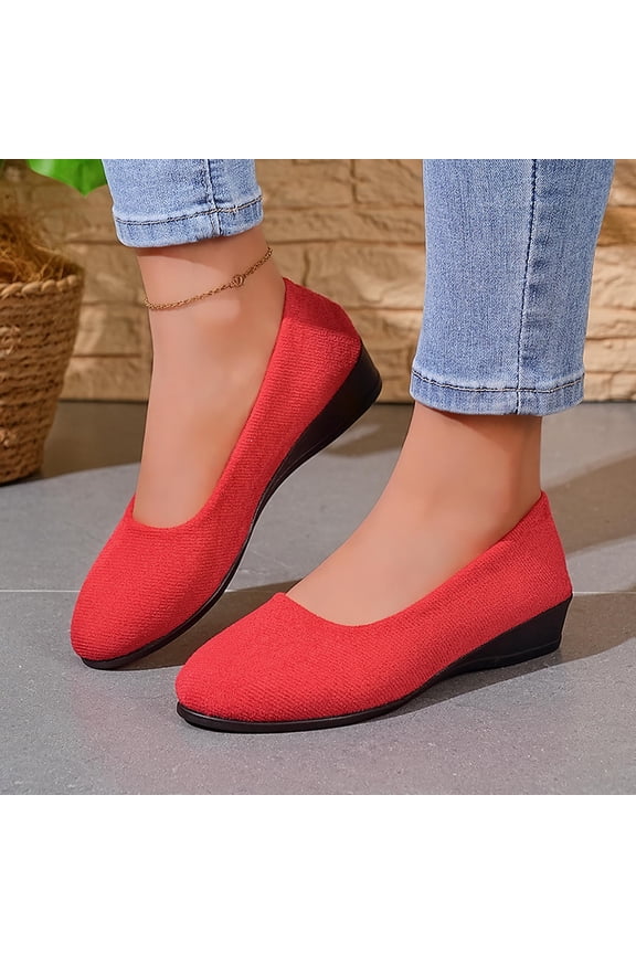 Womens Slip On Casual Shoes Comfortable Walking Flats with Arch Support Non-Slip Sole Red,,Size 5.5