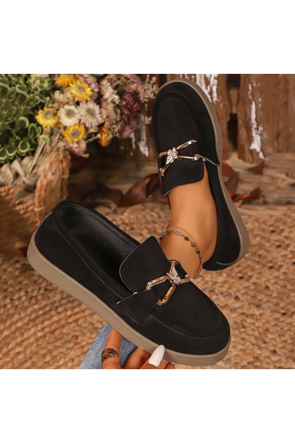 Womens Velvet Loafers Slip On Flats with Rhinestone Buckle - Comfortable Casual Shoes, Black, Sizes 5.5-9,Size 6