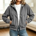 thumbnail image 1 of ZunFeo Zip-Up Corduroy Jacket Womens Hooded Gray Relaxed Fit Casual Fall Winter Pockets,Size XL, 1 of 9