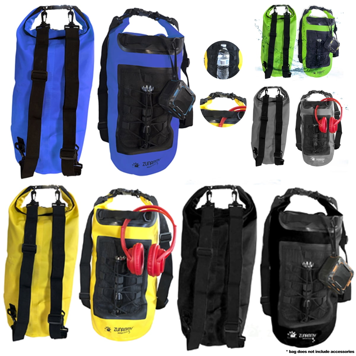 Zunammy 10L Waterproof Dry Bag With Mesh Pocket And Handle - Black