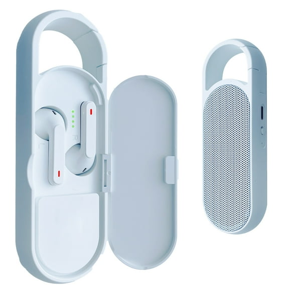 Zunammy 2 in 1 True Wireless Earbuds with Bluetooth Speaker - White