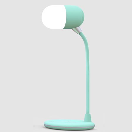Zunammy 3 In 1 LED Desk Lamp Wireless Charging With Bluetooth HD Music Speaker - Mint