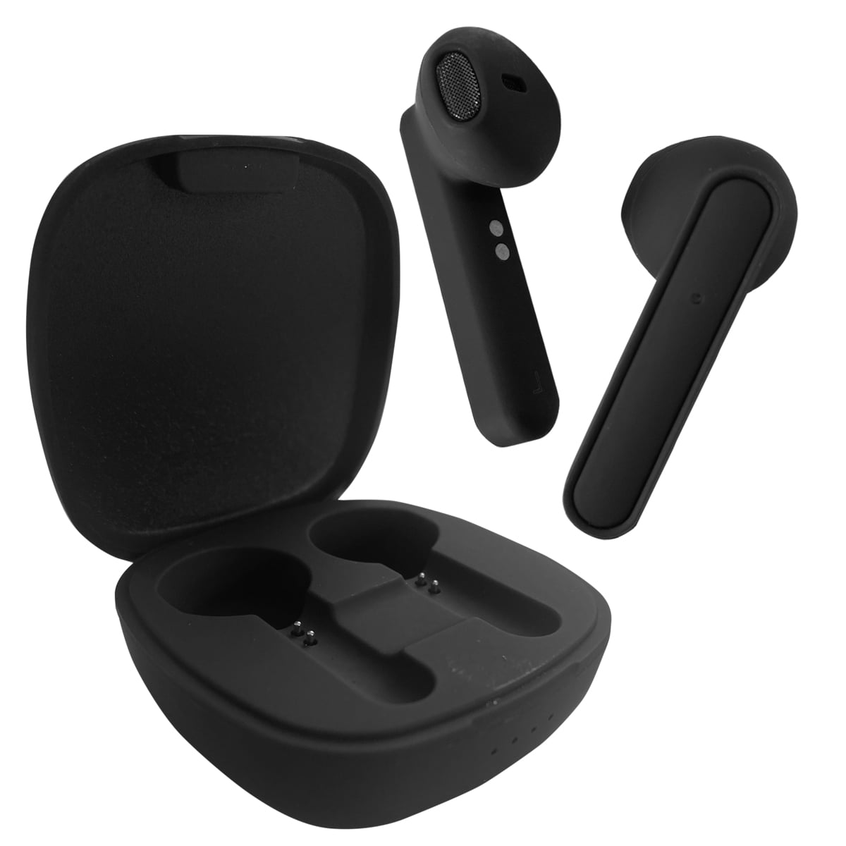 Zunammy Rubberized Wireless Earbuds with Matching Wireless Charging Case - Black Onyx