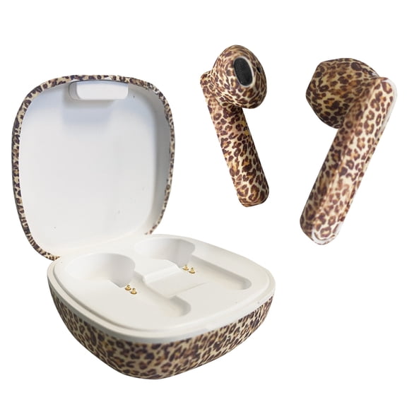 Zunammy Rubberized Wireless Earbuds with Matching Wireless Charging Case - Cheetah