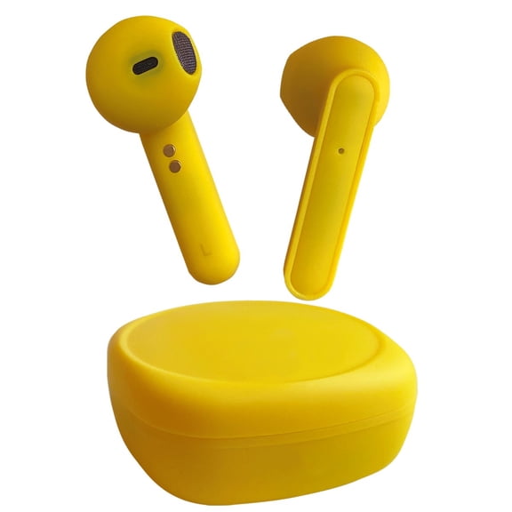 Zunammy Rubberized Wireless Earbuds with Matching Wireless Charging Case - Citrine Yellow