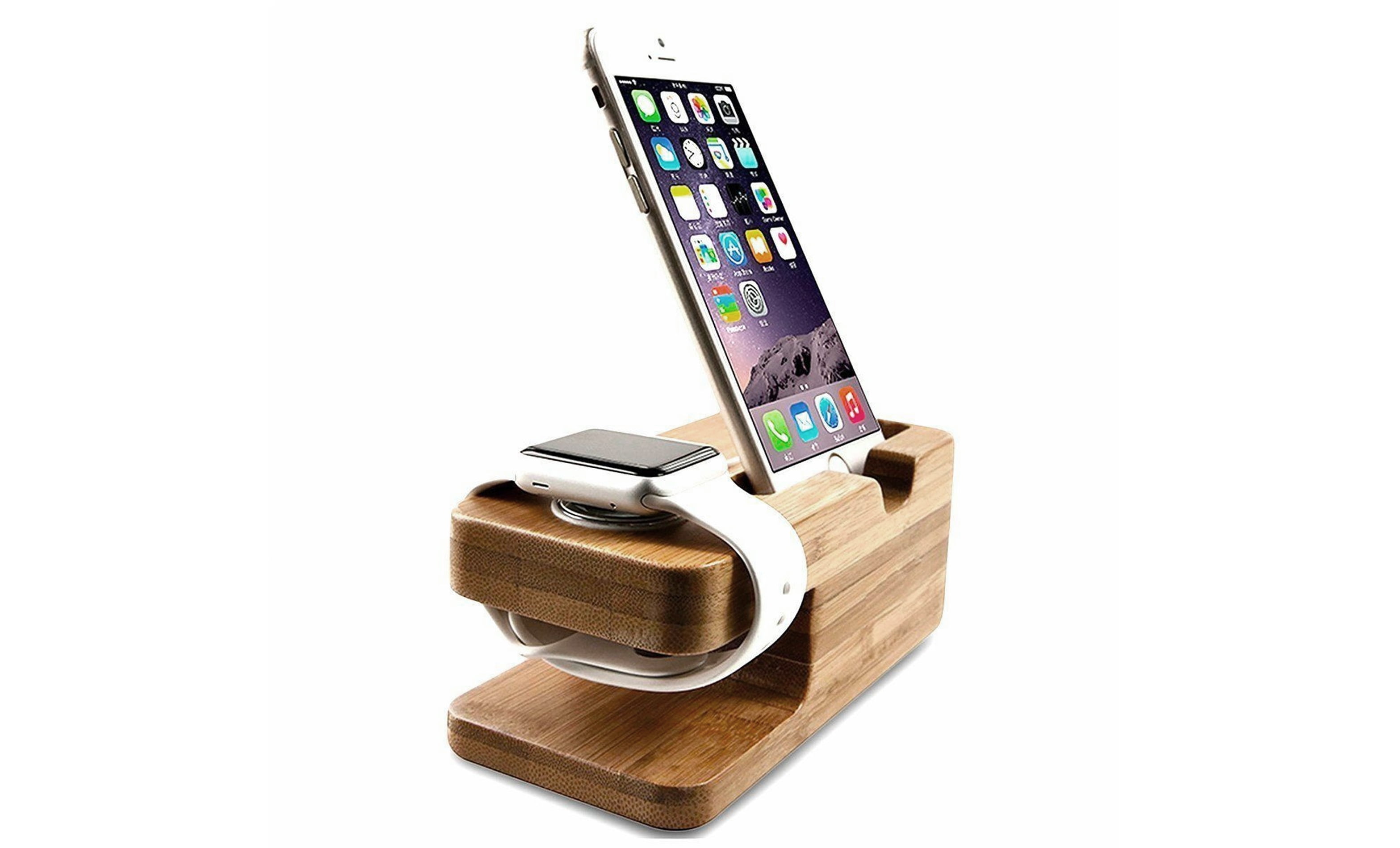 Zunammy Wooden Mount And Cradle Station Dock For Apple Watch And Iphone