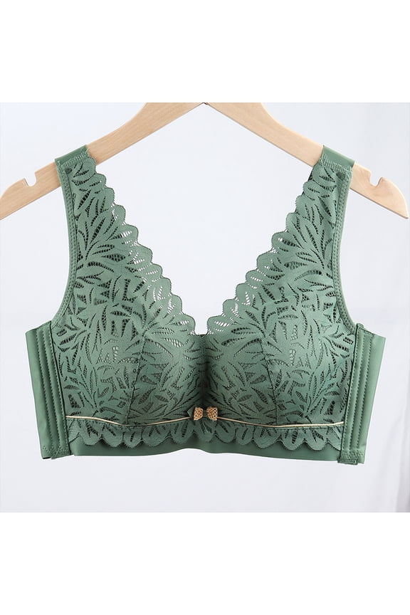 Bras for Women- Push-up Lace Sexy Wire Free Full Figure Bralette Underwear Green S
