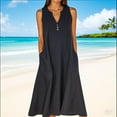 thumbnail image 1 of Zunfeo Summer Dresses for Women Cotton Linen Dress 2025 Vacation Beach Sleeveless Sundress Black XL, 1 of 4