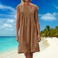 thumbnail image 1 of Zunfeo Cotton Linen Dress for Women Casual Loose Summer Sundress Flowy Beach Boho Dresses Brown M, 1 of 8