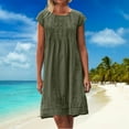 thumbnail image 1 of Zunfeo Cotton Linen Dress for Women Casual Pleated Summer Sundress Beach Vacation Boho Dress Green XL, 1 of 8
