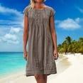 thumbnail image 1 of Zunfeo Cotton Linen Dress for Women Summer Beach Boho Dress Casual A-line Midi Sundress Clearance- Coffee 16, 1 of 7