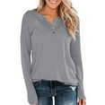 thumbnail image 1 of Zunfeo Fall Shirts for Women 2024 Long Sleeve Tunic Tops Button Pullover Ladies Tops Blouse Clearance Gray 14, 1 of 4