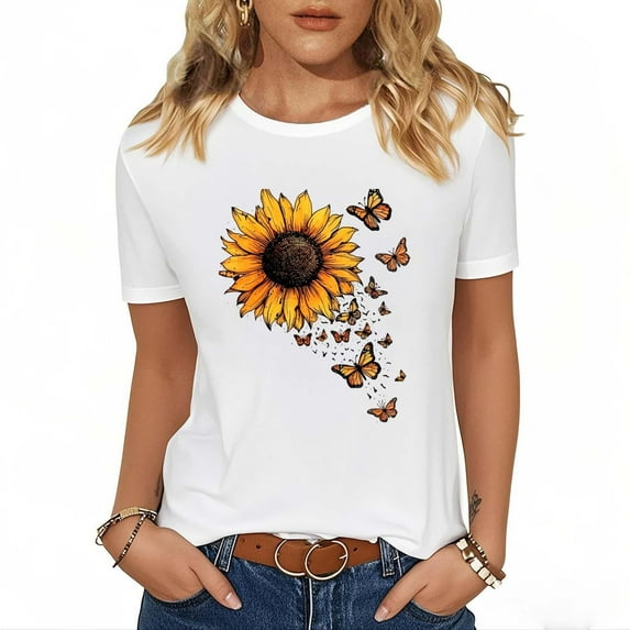 Zunfeo Cotton T Shirts for Women Short Sleeve Summer Tops Crew Neck Basic Blouse White L