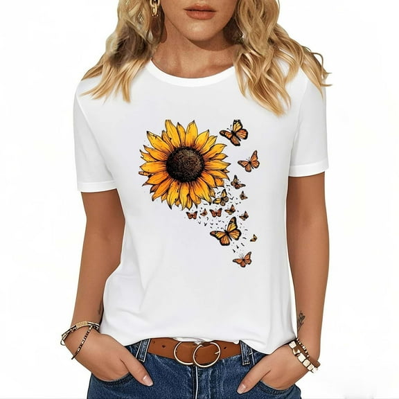 Zunfeo Cotton T Shirts for Women Short Sleeve Summer Tops Crew Neck Basic Blouse White S