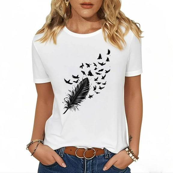 Zunfeo Womens Summer Tops 2025 Casual Soft Cotton Tops Short Sleeve Pullover T Shirts White XL