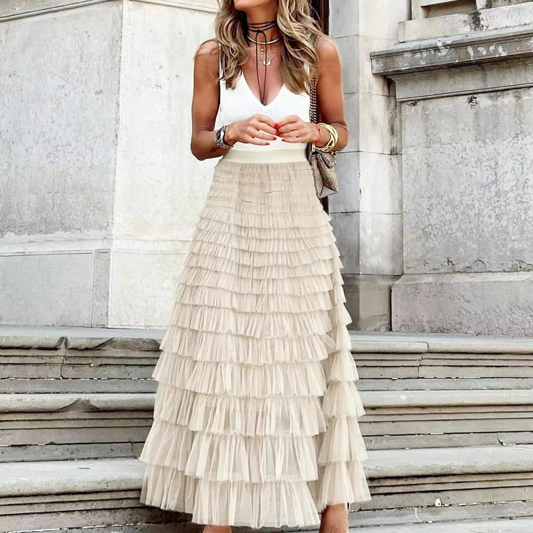 今週限定　lig. tulle skirt Amazon.com: Women's Trendy Midi Tulle Skirt Elastic High