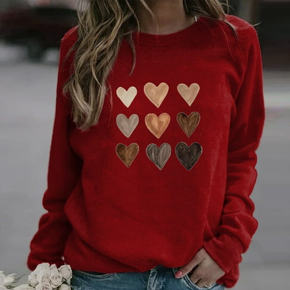 Zunfeo Fall Sweatshirts for Women Long Sleeve Graphic Fleece Sweatshirts Cozy Casual Crew Neck Pullover Tops Wine S