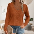 thumbnail image 1 of ZunFeo Lace Tops for Women Casual Elegant Long Sleeve Spring Fall Shirts,Pullover Cut Out Dressy Blouse, Orange,L, 1 of 6
