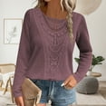 thumbnail image 1 of Zunfeo Fall Tops for Women 2025 Long Sleeve Lace Tops Casual Crew Neck Pullover Dressy Blouse Hot Pink XL, 1 of 6