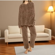 Zunfeo Winter Pajamas for Women Warm Plush Fleece Sleepwear Sets Thermal Pullover Fall 2 Piece Loungewear