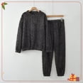thumbnail image 1 of Zunfeo Fleece Pajamas for Women Warm Plush Sleepwear 2 Piece Loose Pullover Fall Winter Loungewear Dark Gray, 1 of 5
