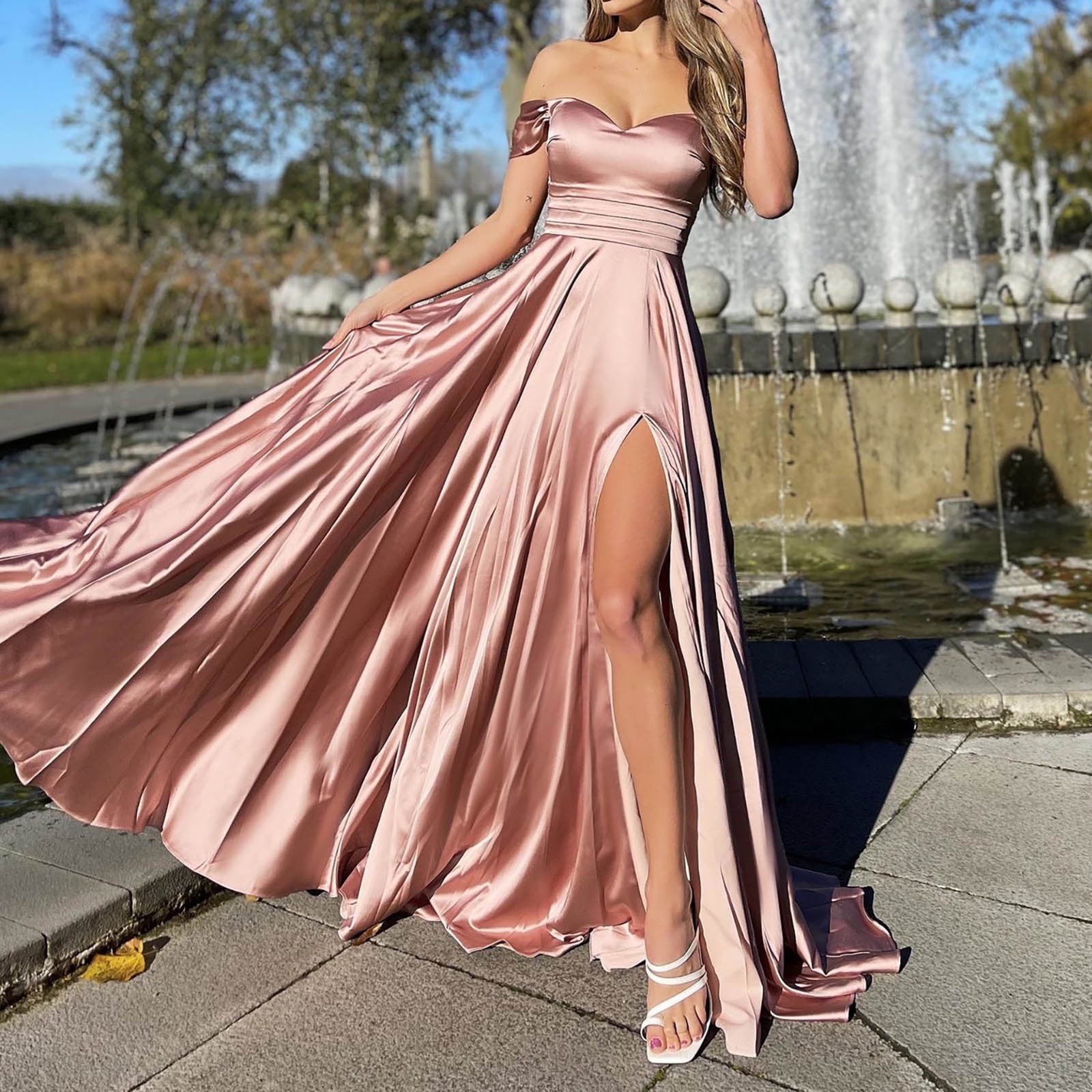 Off Shoulder Satin Sweetheart Floor Length Party Dress, Satin Simple F | Evening  dresses, Prom dresses, Party dress