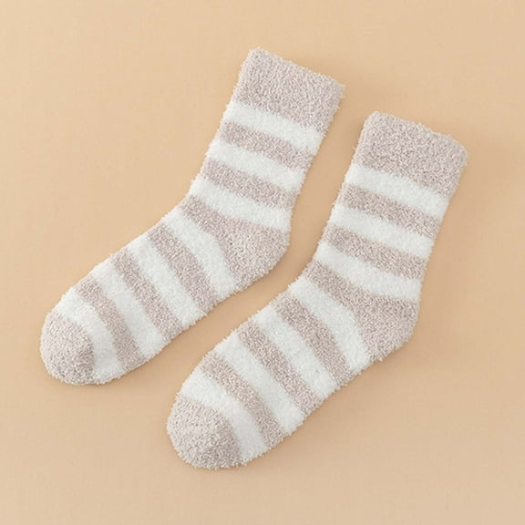 ZunFeo Fuzzy Socks for Women Men Fall Winter Warm Fleece Plush Wool Slipper Socks Christmas GiftGray