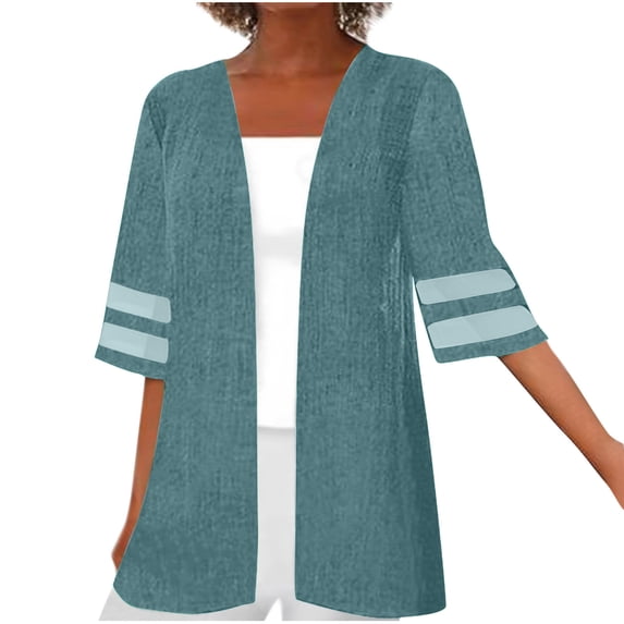 Zunfeo Kimono Cardigans for Women Lightweight Summer Cardigan Lace Beach Cover Ups Open Front Blouse Clearance- Blue 16