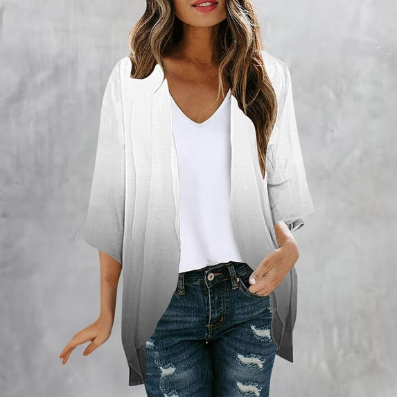 Zunfeo Kimonos for Women Summer Swimsuit Cover Up Lightweight Cardigans for Vacation Holiday New Arrivals Gray XL