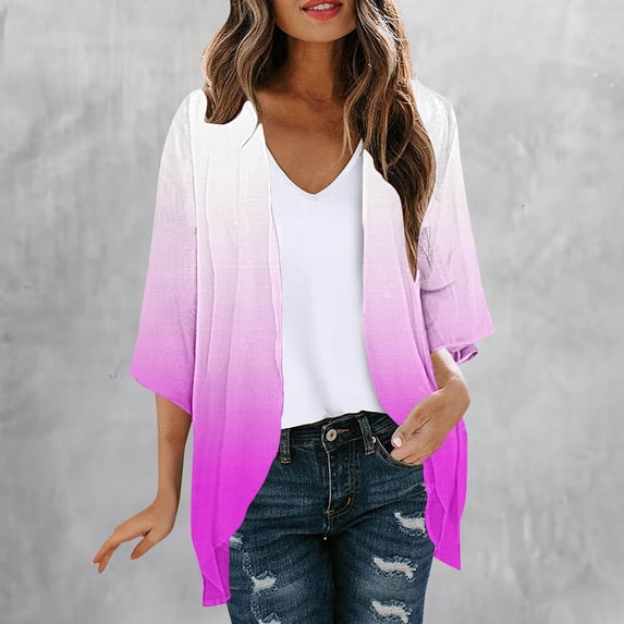 Zunfeo Kimonos for Women Summer Swimsuit Cover Up Lightweight Cardigans for Vacation Holiday New Arrivals Pink L