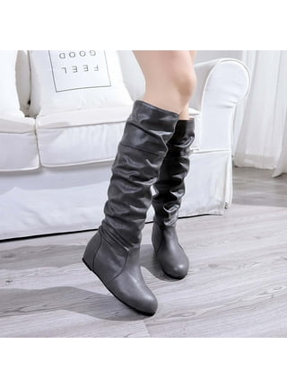 Gray knee high hot sale boots