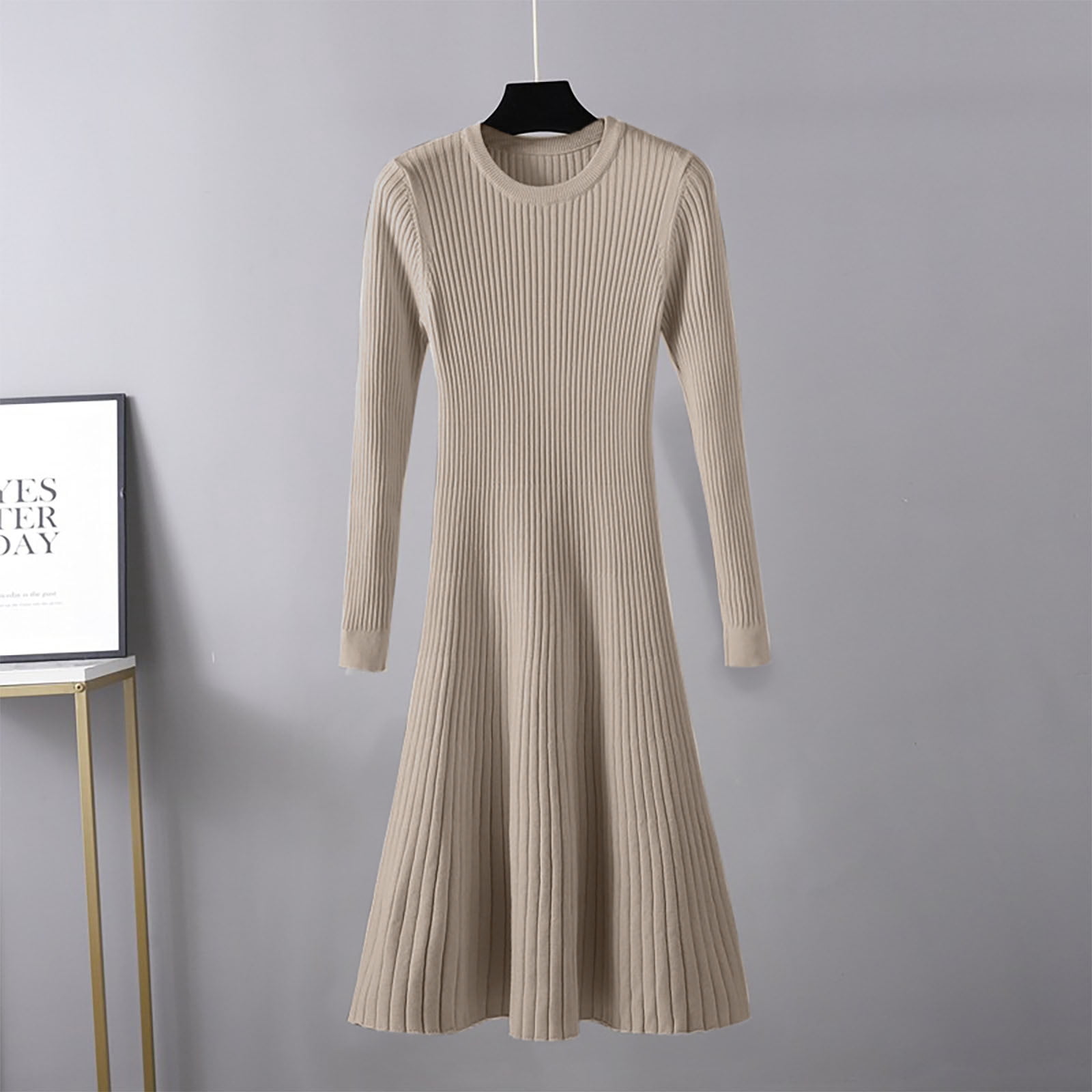 Zunfeo Knit Dress for Women Casual Fall Winter Midi Dress Long 